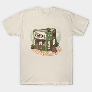 Coffeeshop Cats Bookstore by Tobe Fonseca T-Shirt